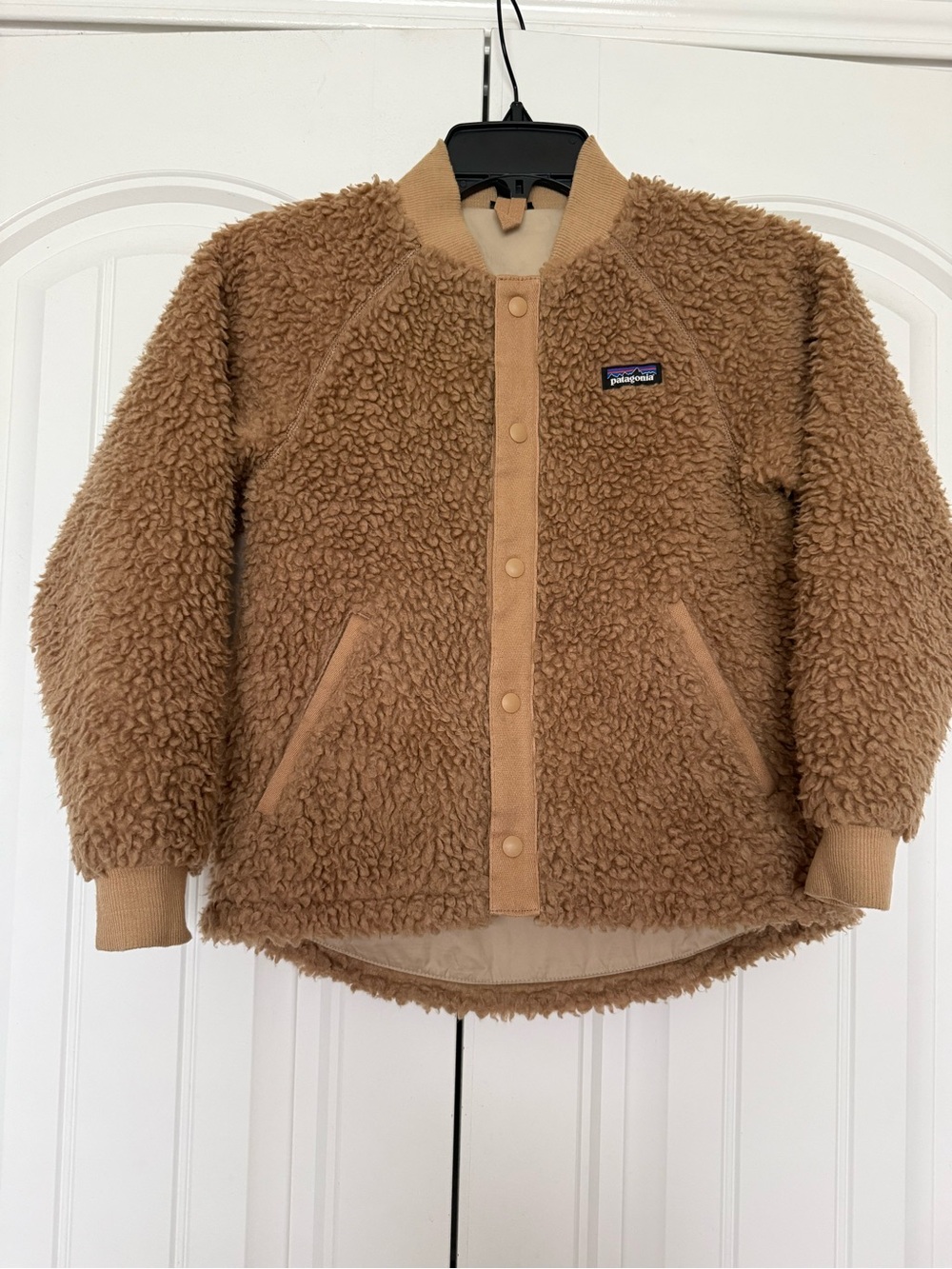 Patagonia Kids Brown Sherpa Snap-Front Jacket size small girls 7-8